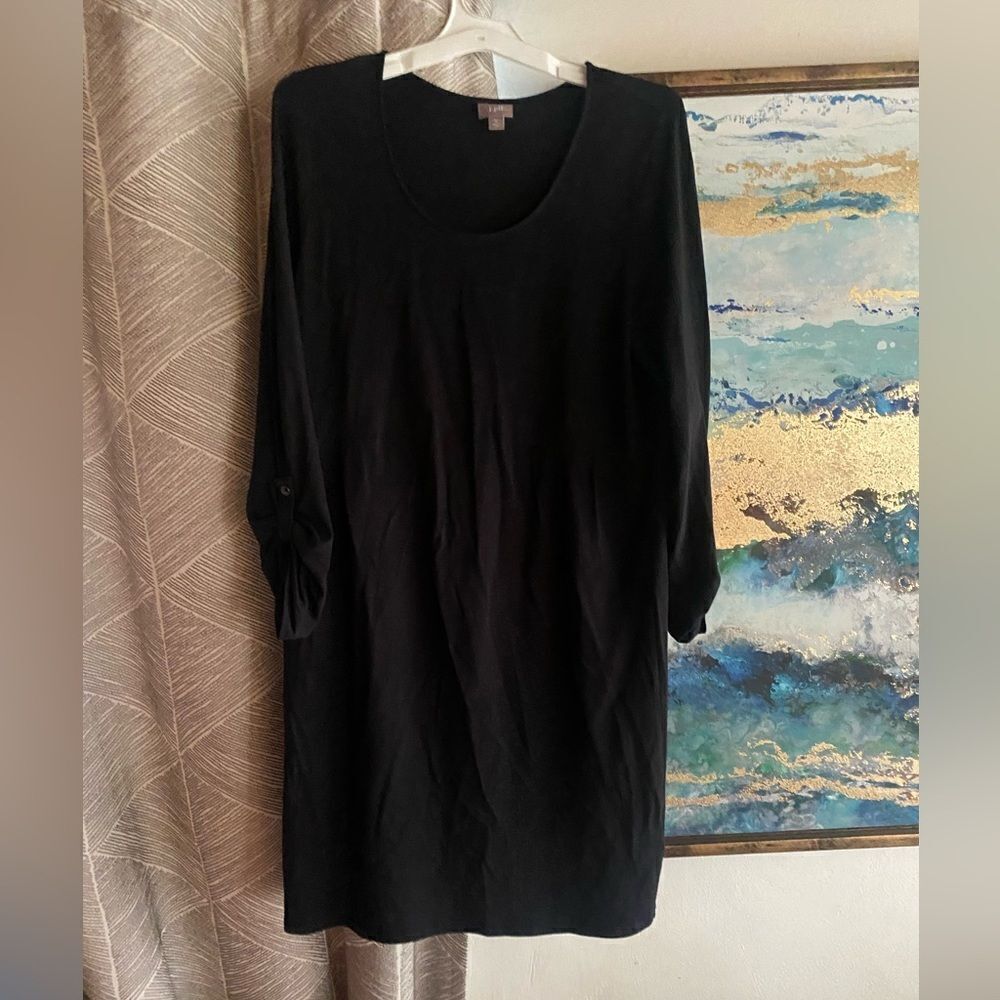 J. Jill Solid Black Summer Casual Stretchy Dress Size Medium